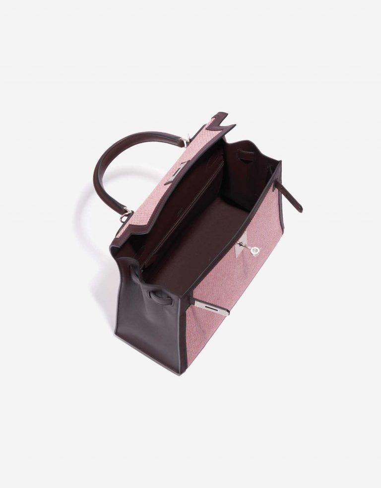 Hermès Kelly 28 Ecru-RougeSellier-Anemone-Brique Inside  | Sell your designer bag on Saclab.com