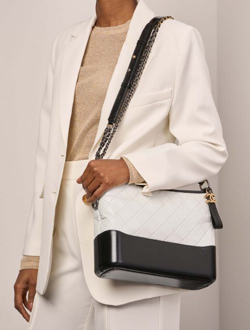 Chanel Gabrielle Medium Calf Black / White | Sell your designer bag