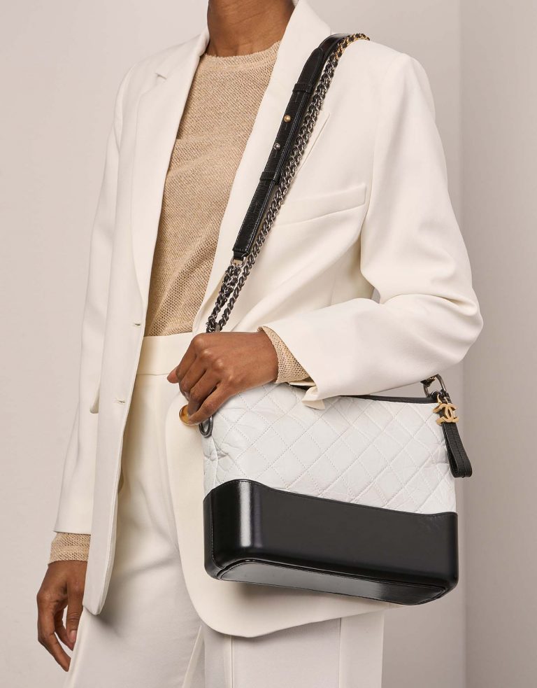 Chanel Gabrielle Medium Calf Black / White | Sell your designer bag