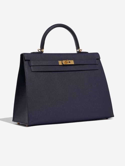 Hermès Kelly 35 BleuSaphir-Geranium Side Front  | Sell your designer bag on Saclab.com