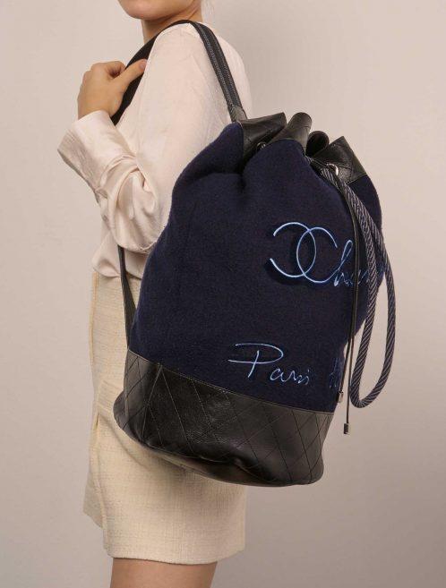 Chanel Backpack Wool / Lamb Blue / Black | Sell your designer bag