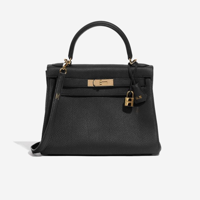 Hermès Kelly 28 Black-Trench Front  | Sell your designer bag on Saclab.com