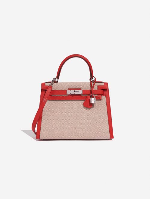 Hermès Kelly 28 RougeTomate-Ecru-Gold Front  | Sell your designer bag on Saclab.com