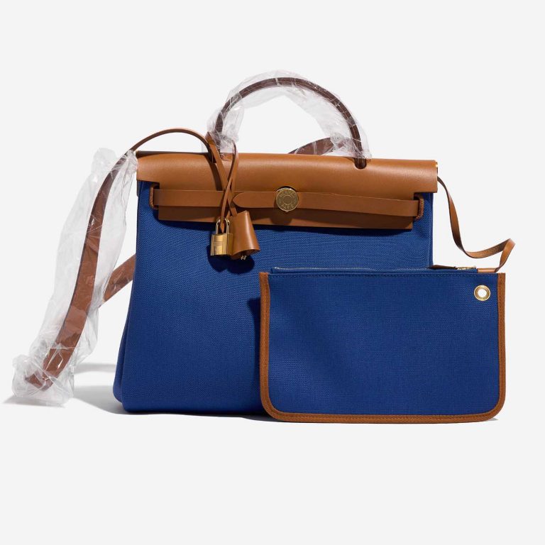 Hermès Herbag 31 BleuDeFrance-Fauve Front  | Sell your designer bag on Saclab.com