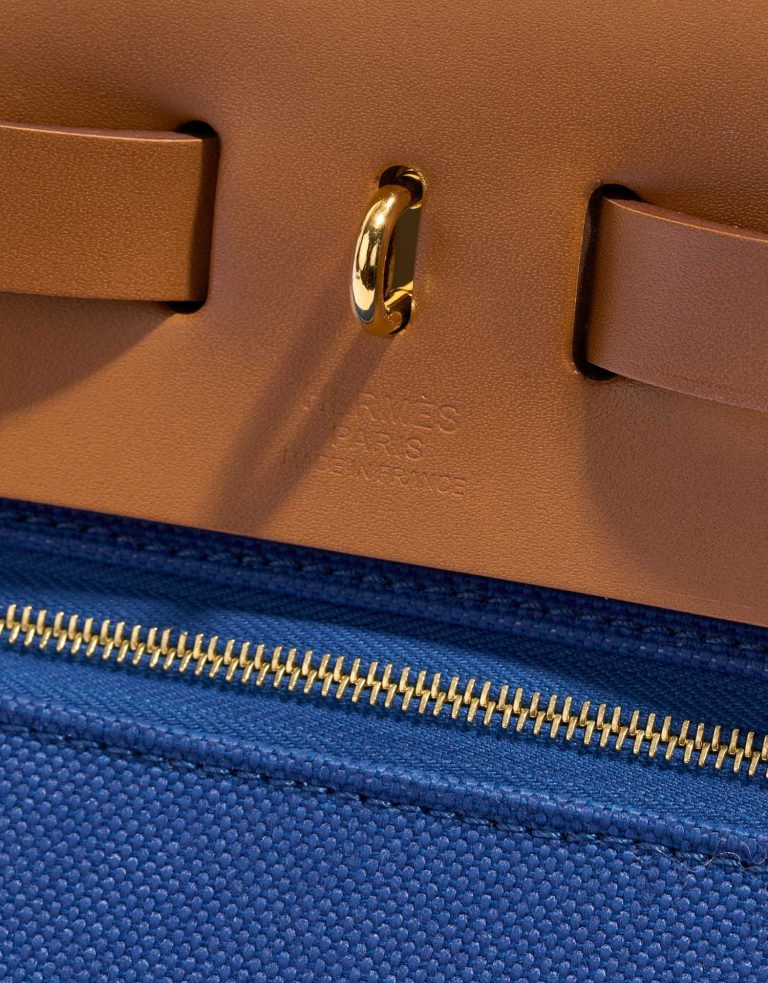 Hermès Herbag 31 BleuDeFrance-Fauve Logo  | Sell your designer bag on Saclab.com