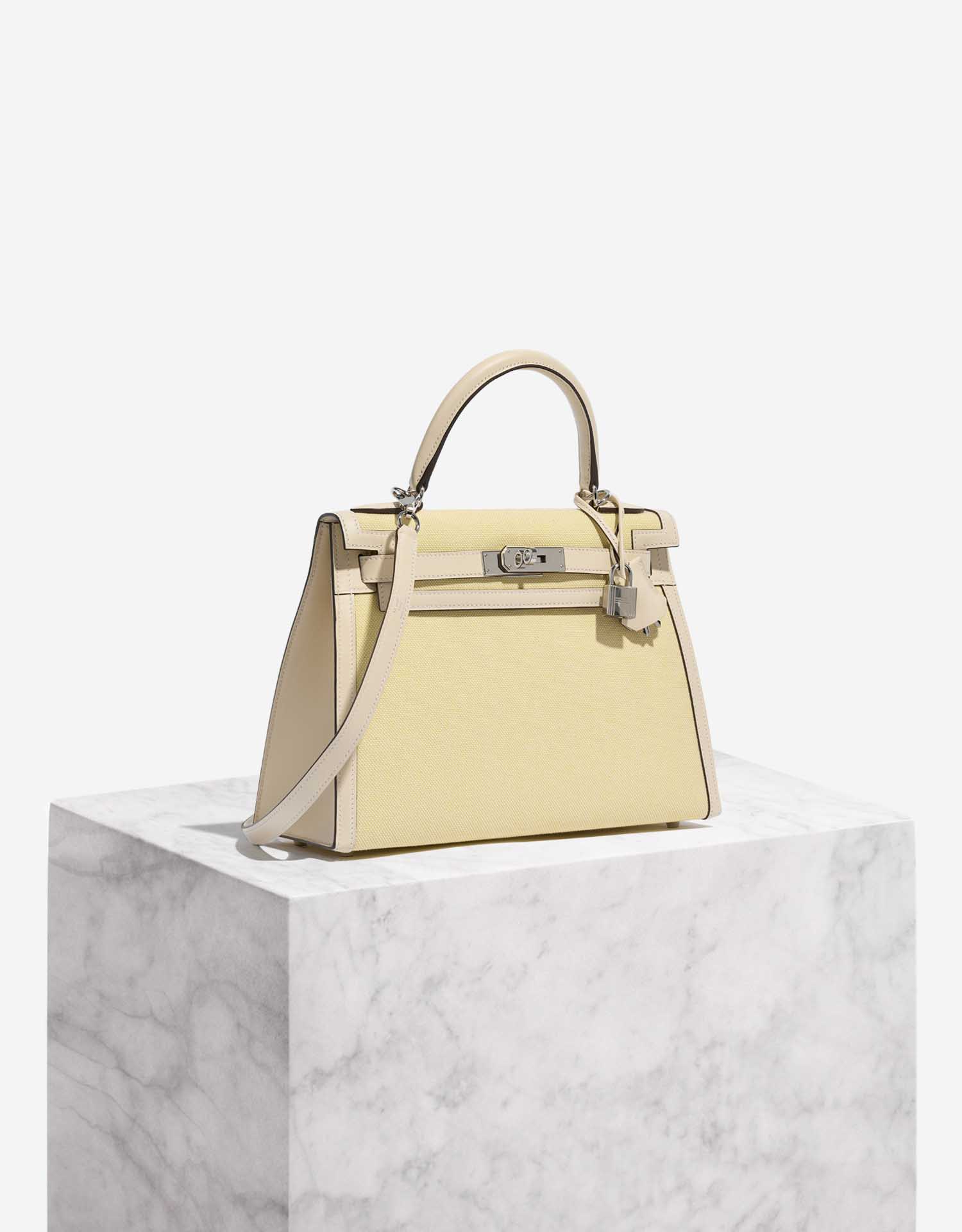 Hermès Kelly 28 Swift / Toile Nata / Jaune Citron | SACLÀB