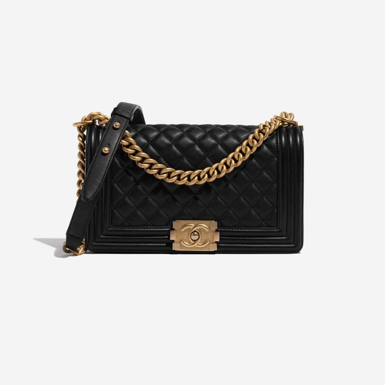 Chanel Boy OldMedium Black Front  | Sell your designer bag on Saclab.com