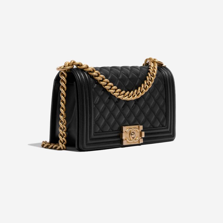 Chanel Boy OldMedium Black Side Front  | Sell your designer bag on Saclab.com