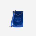 Chanel PhoneHolder MetallicBlue Front  | Sell your designer bag on Saclab.com