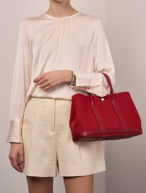 Hermès GardenParty 30 RougePiment Sizes Worn | Sell your designer bag on Saclab.com