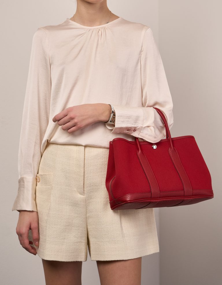 Hermès GardenParty 30 RougePiment Sizes Worn | Sell your designer bag on Saclab.com