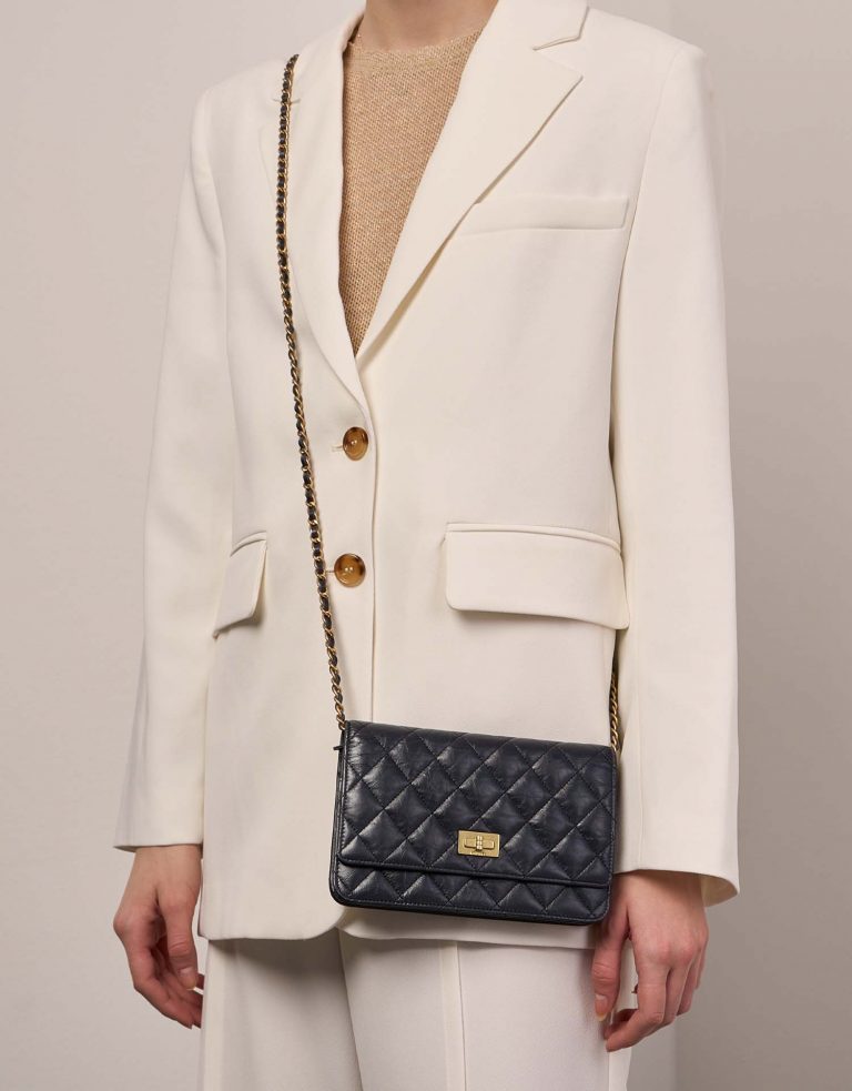 Pre-owned Chanel bag 2.55 Reissue WOC Aged Calf Navy Blue Blue Front | Sell your designer bag on Saclab.com