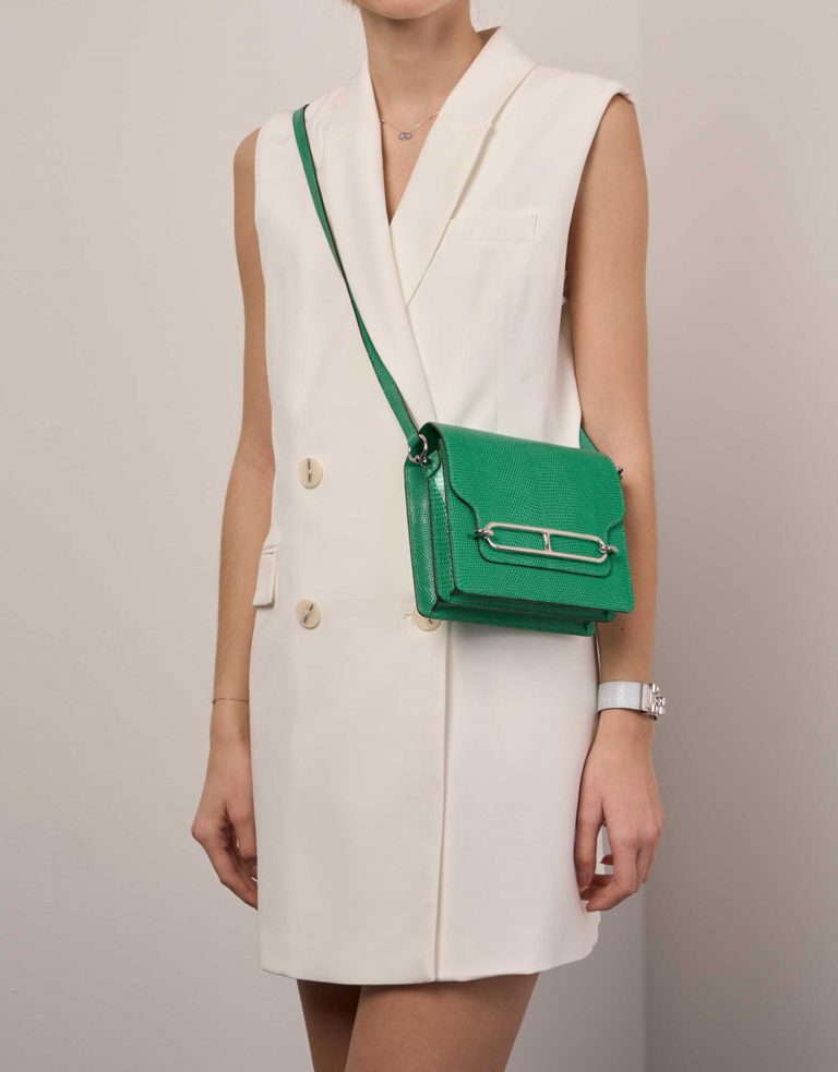 Hermès Roulis 18 VertMenthe Sizes Worn | Sell your designer bag on Saclab.com
