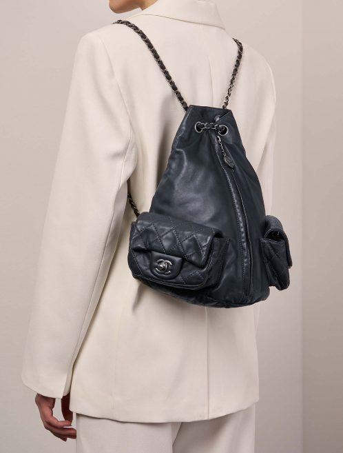 Chanel Backpack DarkBlue-Grey Sizes Worn | Sell your designer bag on Saclab.com