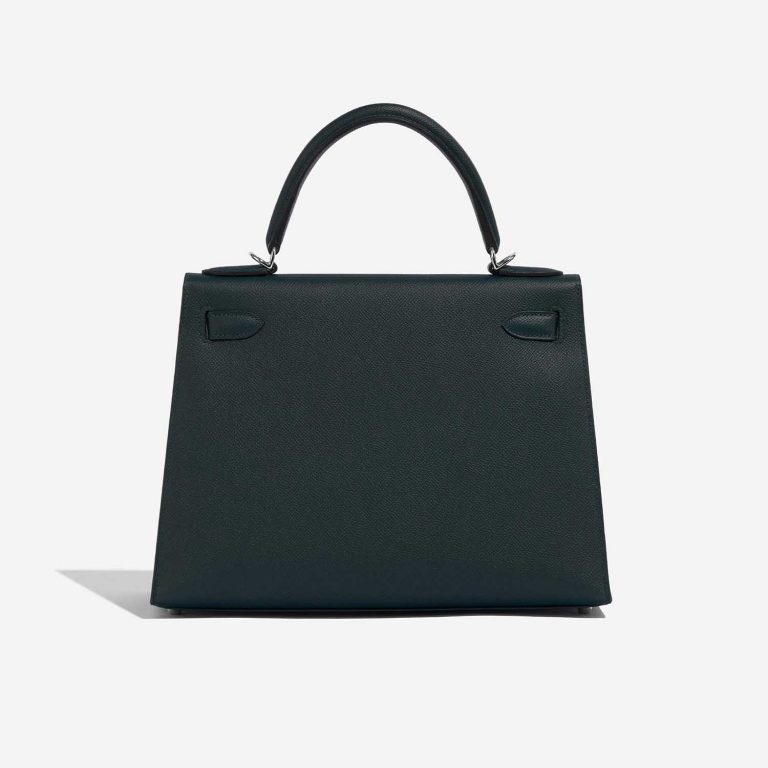 Hermès Kelly 28 VertCypres-Blue Obscur-Malachite Back  | Sell your designer bag on Saclab.com