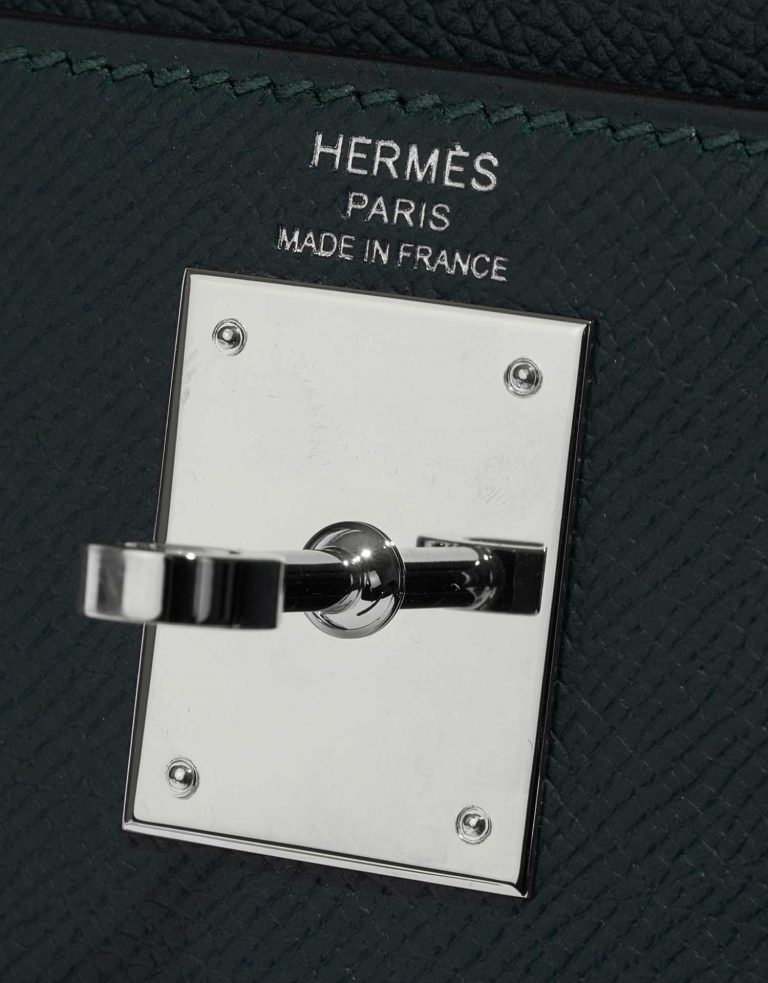 Hermès Kelly 28 VertCypres-Blue Obscur-Malachite Logo  | Sell your designer bag on Saclab.com