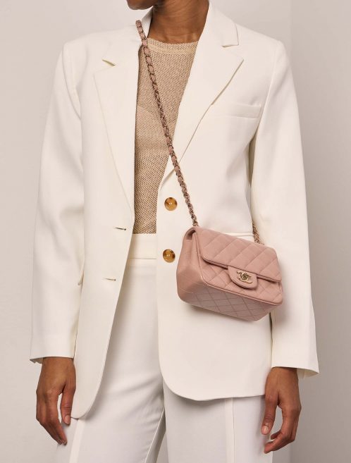 Chanel Timeless MiniSquare BeigeRose Sizes Worn | Sell your designer bag on Saclab.com
