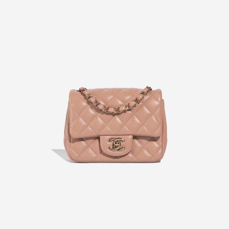 Chanel Timeless MiniSquare BeigeRose Front  | Sell your designer bag on Saclab.com