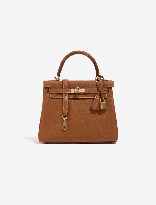 Hermès Kelly 25 Gold-GrisPerle Front  | Sell your designer bag on Saclab.com