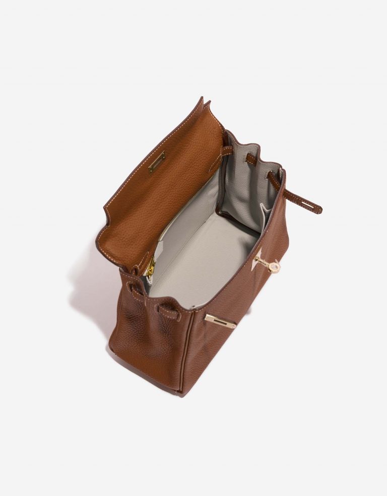 Hermès Kelly 25 Gold-GrisPerle Inside  | Sell your designer bag on Saclab.com
