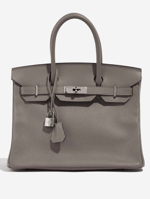 Pre-owned Hermès bag Birkin 30 Epsom Gris Asphalte Brown, Grey Front | Sell your designer bag on Saclab.com