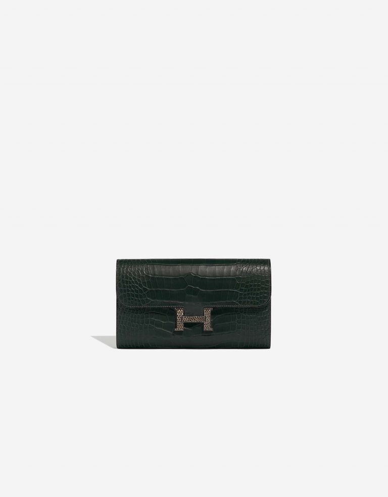 Hermès Constance LongWallet VertFonce-Ombre Front  | Sell your designer bag on Saclab.com