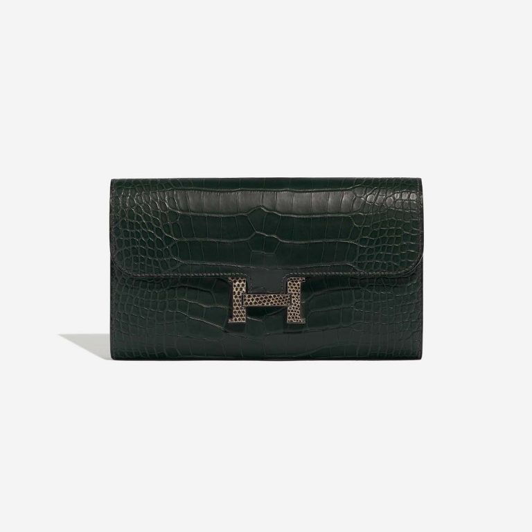 Hermès Constance LongWallet VertFonce-Ombre Front  | Sell your designer bag on Saclab.com