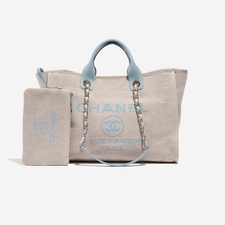Chanel Deauville Medium Beige-Blue Front  | Sell your designer bag on Saclab.com