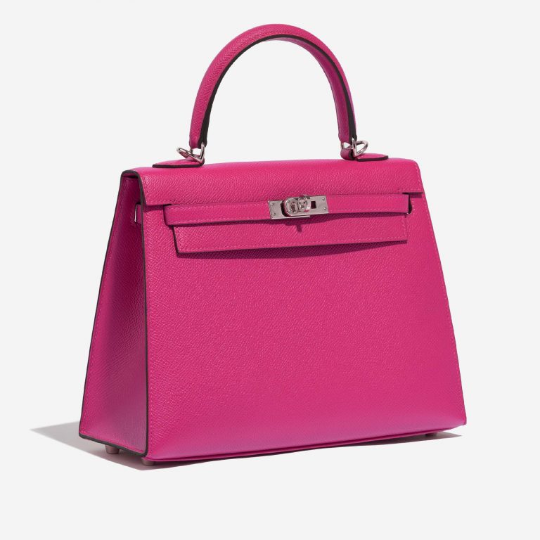 Pre-owned Hermès bag Kelly 25 Epsom Rose Pourpre Side Front | Sell your designer bag on Saclab.com