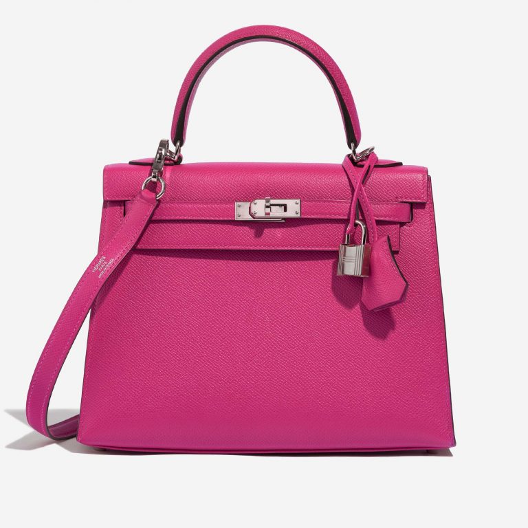 Pre-owned Hermès bag Kelly 25 Epsom Rose Pourpre Front | Sell your designer bag on Saclab.com