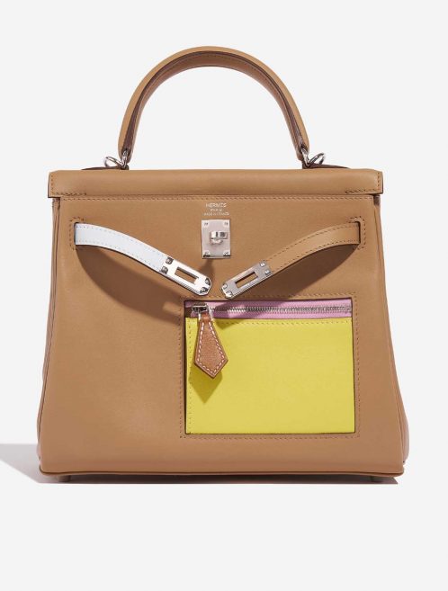 Hermès Kelly 25 Chai-Lime-BlueBrume-Cassis-Nata-MauveSylvestre Front Open | Sell your designer bag on Saclab.com