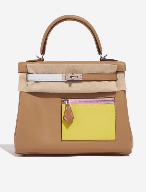 Hermès Kelly 25 Chai-Lime-BlueBrume-Cassis-Nata-MauveSylvestre Front Velt | Sell your designer bag on Saclab.com