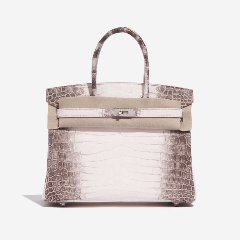 Pre-owned Hermès bag Birkin 30 Niloticus Crocodile Himalaya Blanc Beige Front Velt | Sell your designer bag on Saclab.com