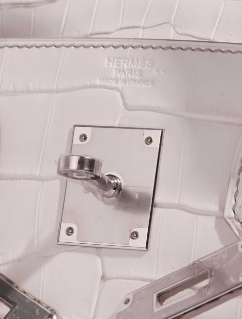 Pre-owned Hermès bag Birkin 30 Niloticus Crocodile Himalaya Blanc Beige Logo | Sell your designer bag on Saclab.com