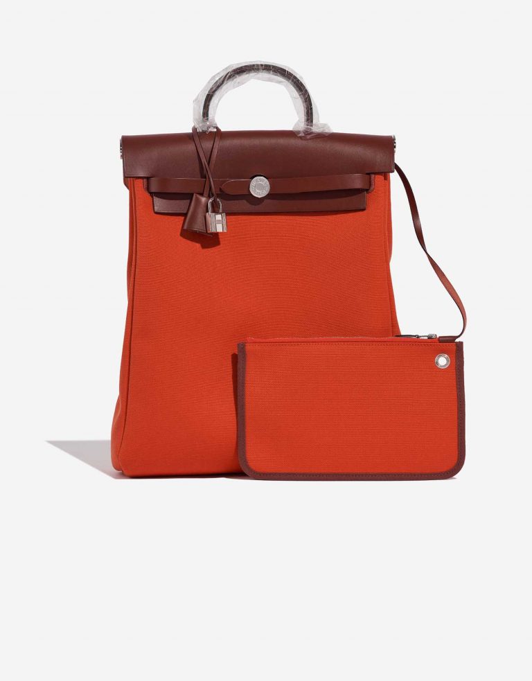 Hermès Herbag Backpack OrangeMécano-RougeH Front  | Sell your designer bag on Saclab.com