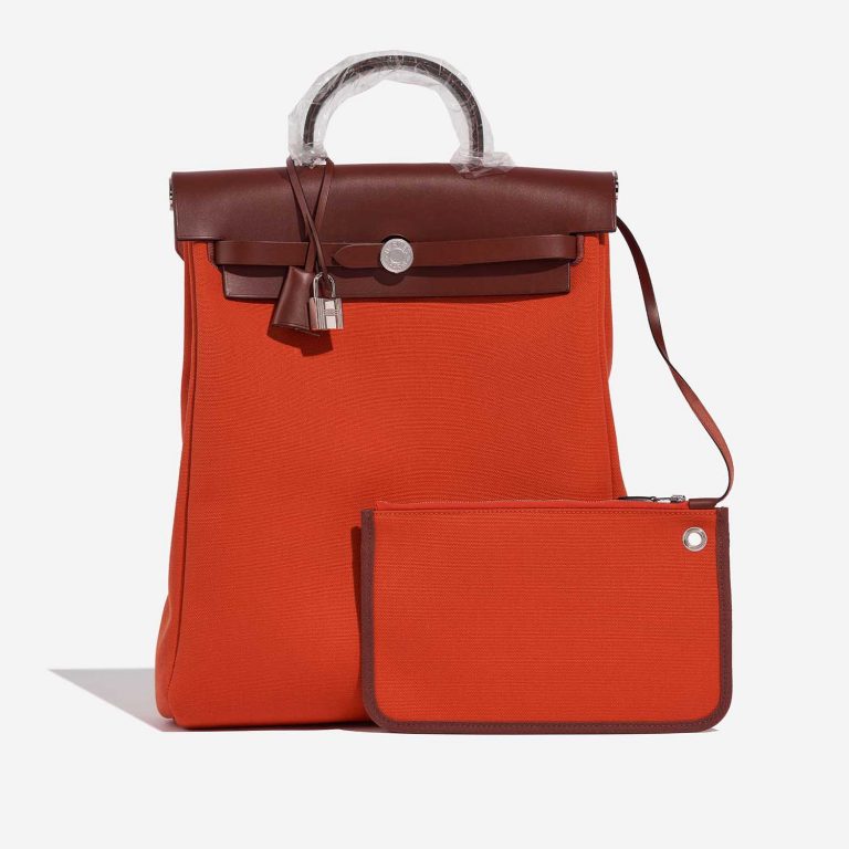 Hermès Herbag Backpack OrangeMécano-RougeH Front  | Sell your designer bag on Saclab.com