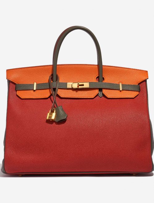 Hermès Birkin 40 OrangeH-Olive-Vermillon Front  | Sell your designer bag on Saclab.com