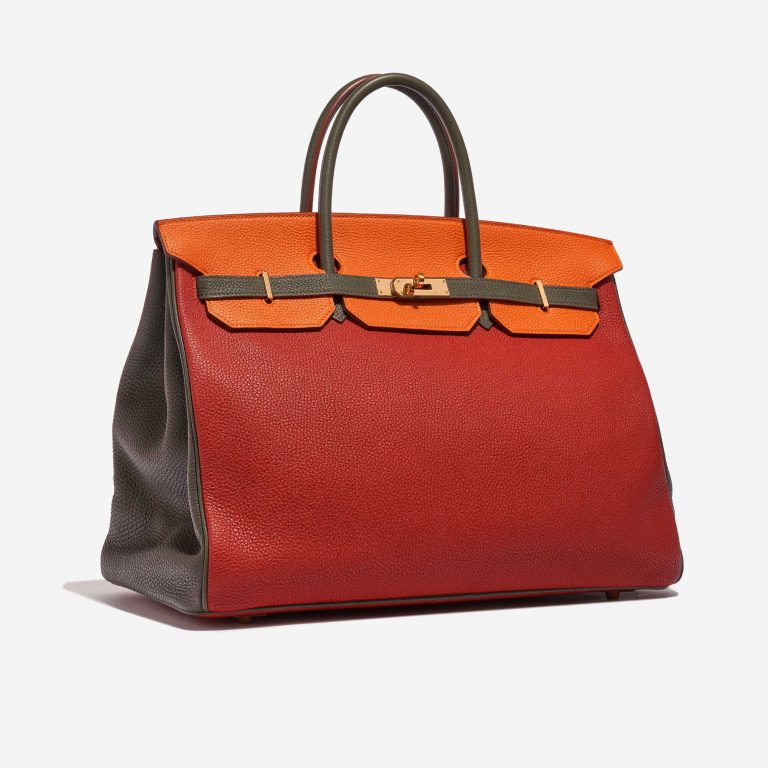 Hermès Birkin 40 OrangeH-Olive-Vermillon Side Front  | Sell your designer bag on Saclab.com