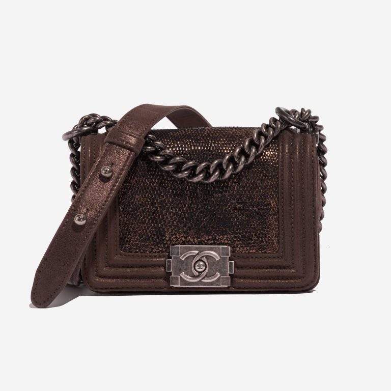 Chanel Boy Micro Lizard / Suede Brown / Gold Front | Sell your designer bag