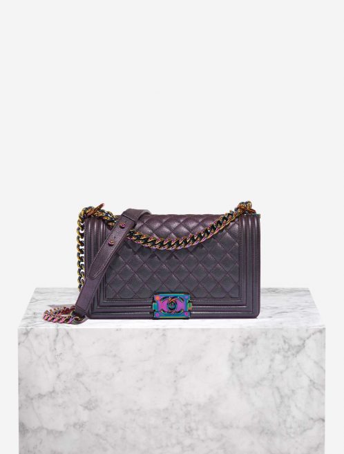 Chanel Boy OldMedium Purple-Greyish Front  | Sell your designer bag on Saclab.com