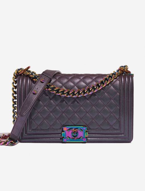 Chanel Boy OldMedium Purple-Greyish Front  | Sell your designer bag on Saclab.com