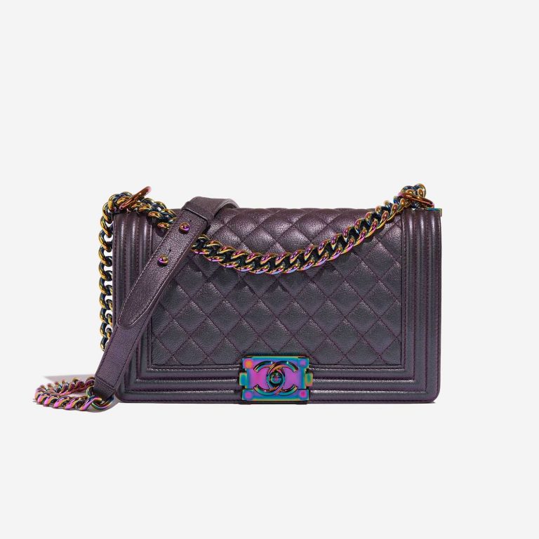 Chanel Boy OldMedium Purple-Greyish Front  | Sell your designer bag on Saclab.com
