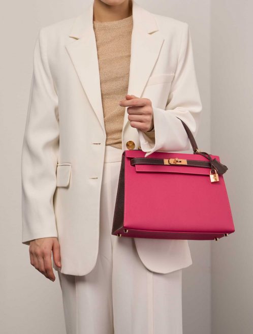 Hermès Kelly 28 RoseTyrien-Chocolate 1M | Sell your designer bag on Saclab.com
