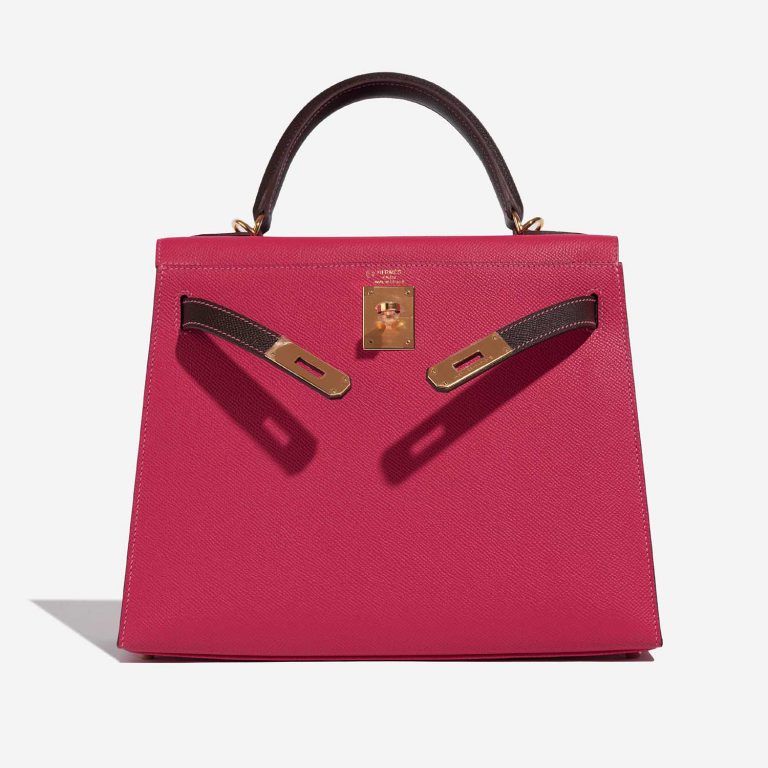 Hermès Kelly 28 RoseTyrien-Chocolate 3FO S | Sell your designer bag on Saclab.com