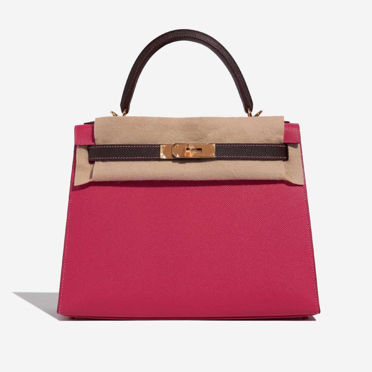Hermès Kelly 28 RoseTyrien-Chocolate 4FV S | Sell your designer bag on Saclab.com