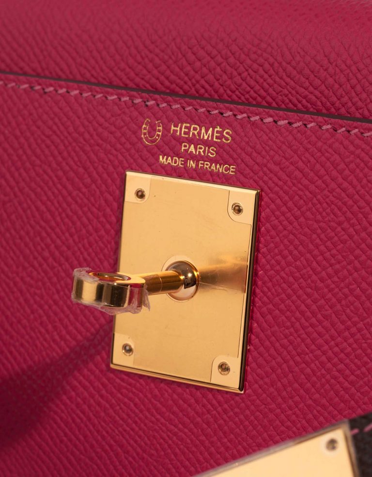 Hermès Kelly 28 RoseTyrien-Chocolate Logo  | Sell your designer bag on Saclab.com