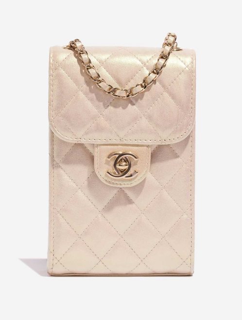 Chanel Timeless PhoneHolder MetallicPearlWhite Front  | Sell your designer bag on Saclab.com