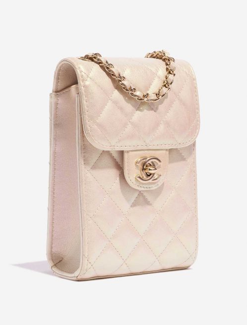 Chanel Timeless PhoneHolder MetallicPearlWhite Side Front  | Sell your designer bag on Saclab.com