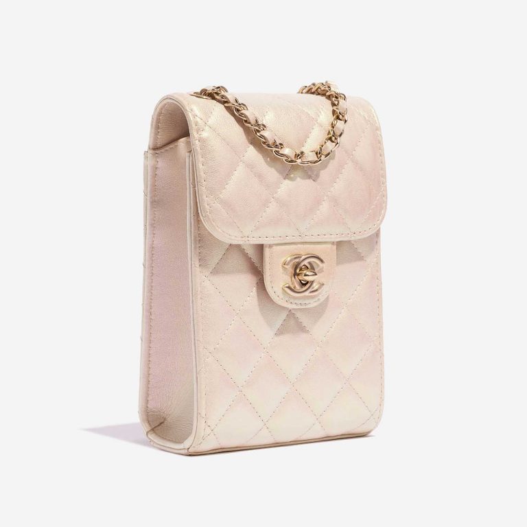Chanel Timeless PhoneHolder MetallicPearlWhite Side Front  | Sell your designer bag on Saclab.com