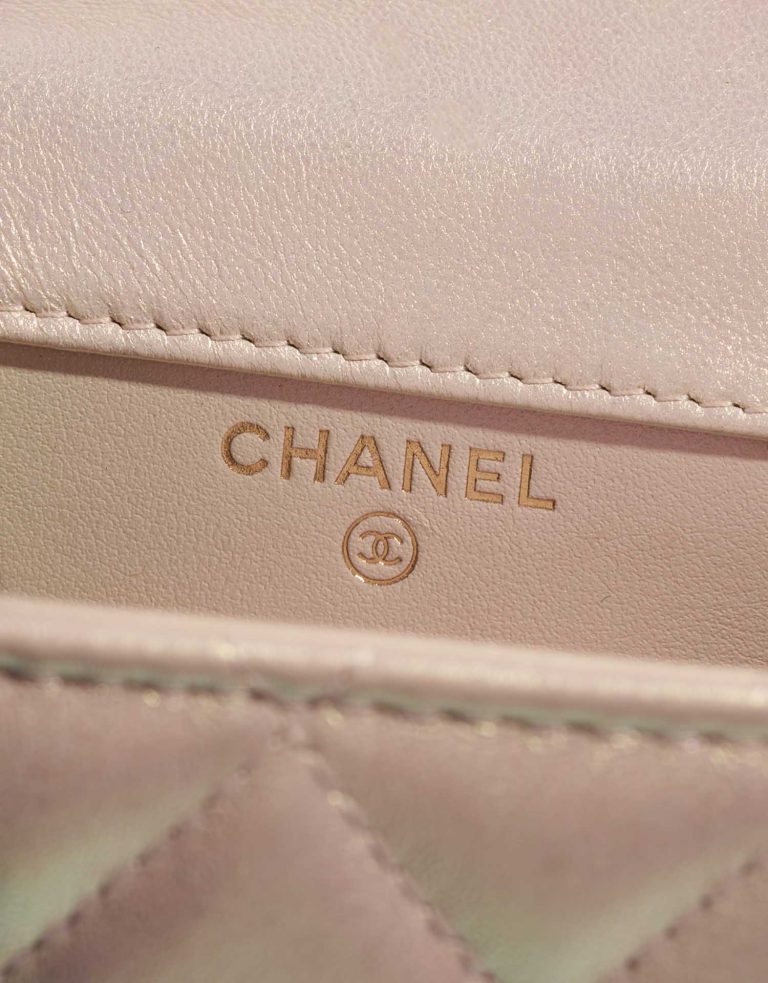 Chanel Timeless PhoneHolder MetallicPearlWhite Logo  | Sell your designer bag on Saclab.com
